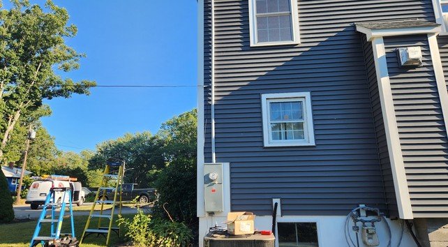 Completed electrical service upgrade with new meter and service entrance